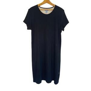 Horny Toad Black Midi Dress Short Sleeve Normcore Minimalistic Classic Large